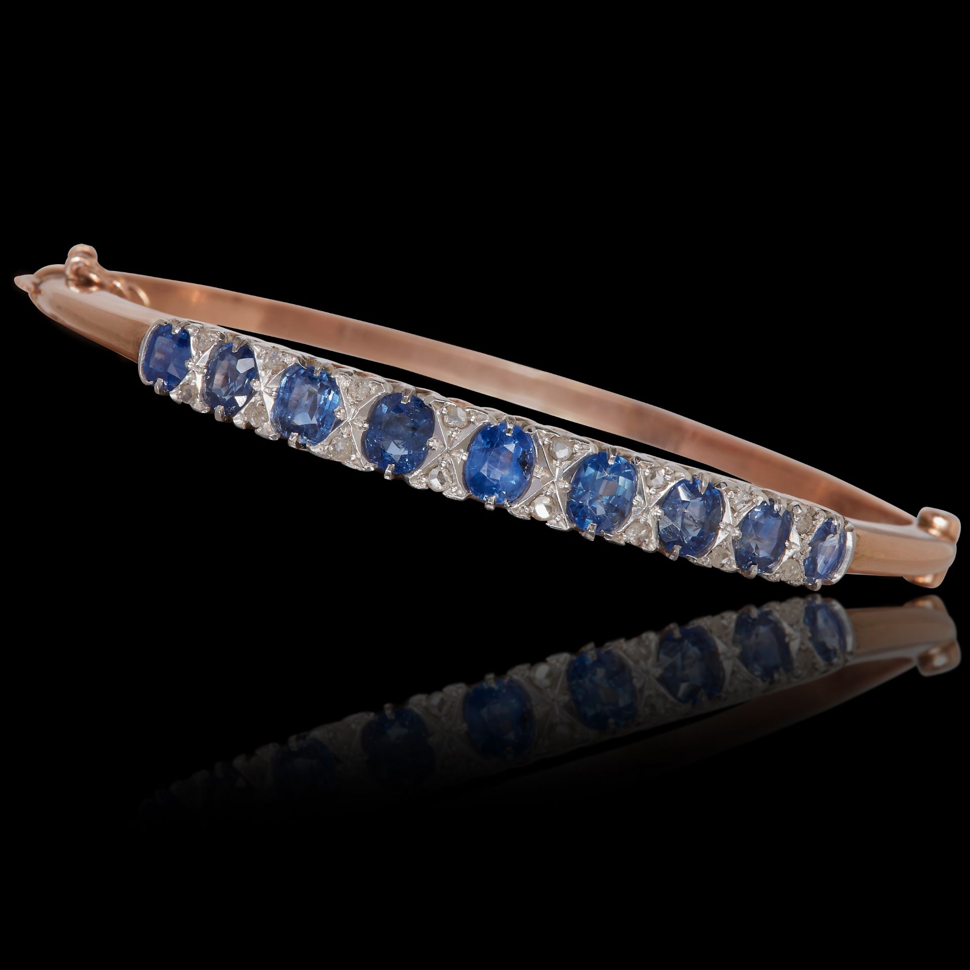 ANTIQUE SAPPHIRE AND DIAMOND BANGLE