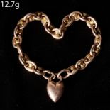 LINK BRACELET WITH HEART PADLOCK CLASP,