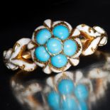 VICTORIAN ENAMEL AND TURQUOISE RING