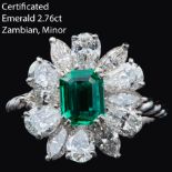 KERN, IMPORTANT CERTIFICATED EMERALD AND DIAMOND RING