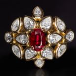 RUBY AND DIAMOND CLUSTER RING