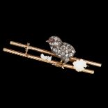 HATCHED CHICK DIAMOND BAR BROOCH