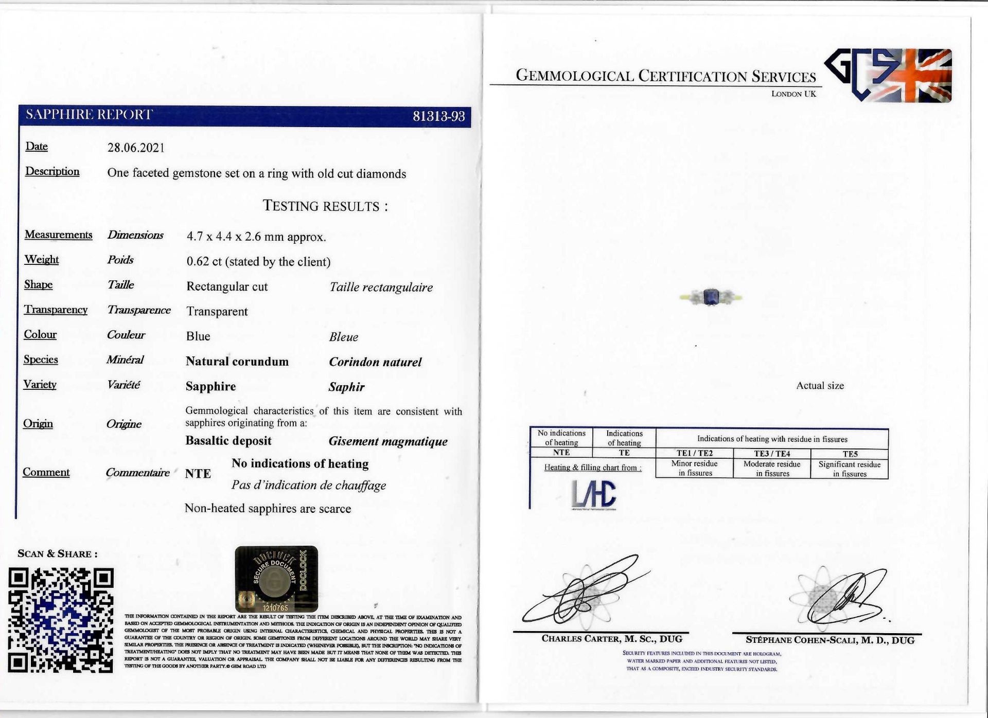 CERTFICATED SAPPHIRE AND DIAMOND 3-STONE RING - Bild 2 aus 2