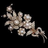 ANTIQUE PEARL FLORAL SPRAY BROOCH