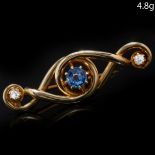 SAPPHIRE AND DIAMOND BROOCH