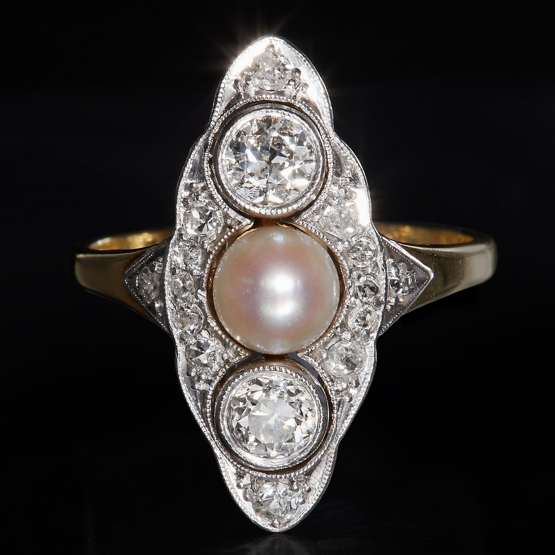 EDWARDIAN PEARL AND DIAMOND RING