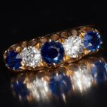 SAPPHIRE AND DIAMOND 5-STONE RING