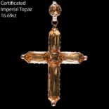 CERTIFICATED GEORGIAN IMPERIAL TOPAZ CROSS PENDANT