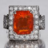 FIRE OPAL AND DIAMOND RING