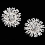 PAIR OF DIAMOND FLORAL CLUSTER EARRINGS