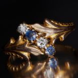 EDWARDIAN SAPPHIRE AND DIAMOND TWIST RING