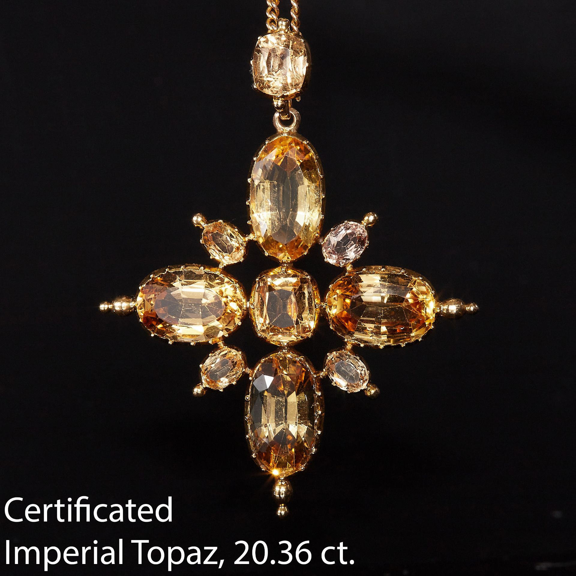 ANTIQUE VIBRANT IMPERIAL TOPAZ CROSS PENDANT