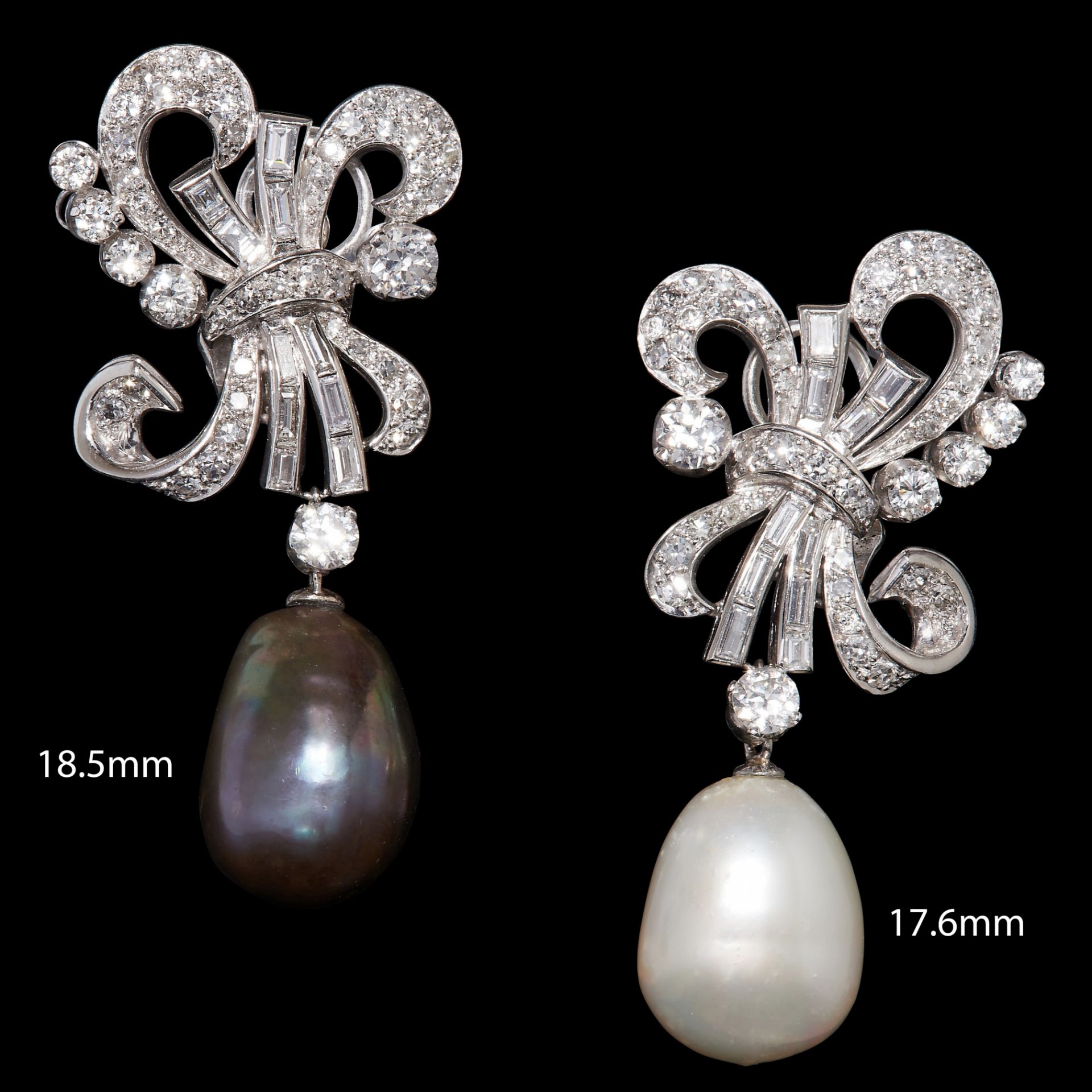 IMPORTANT PAIR OF DIAMOND AND PEARL DROP EARRINGS