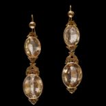 PAIR OF VICTORIAN LARGE CITRINE DROP EARRINGS