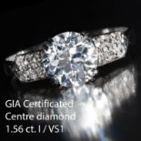 MAGNIFICENT GIA CERTIFICATED ART DECO DIAMOND RING.