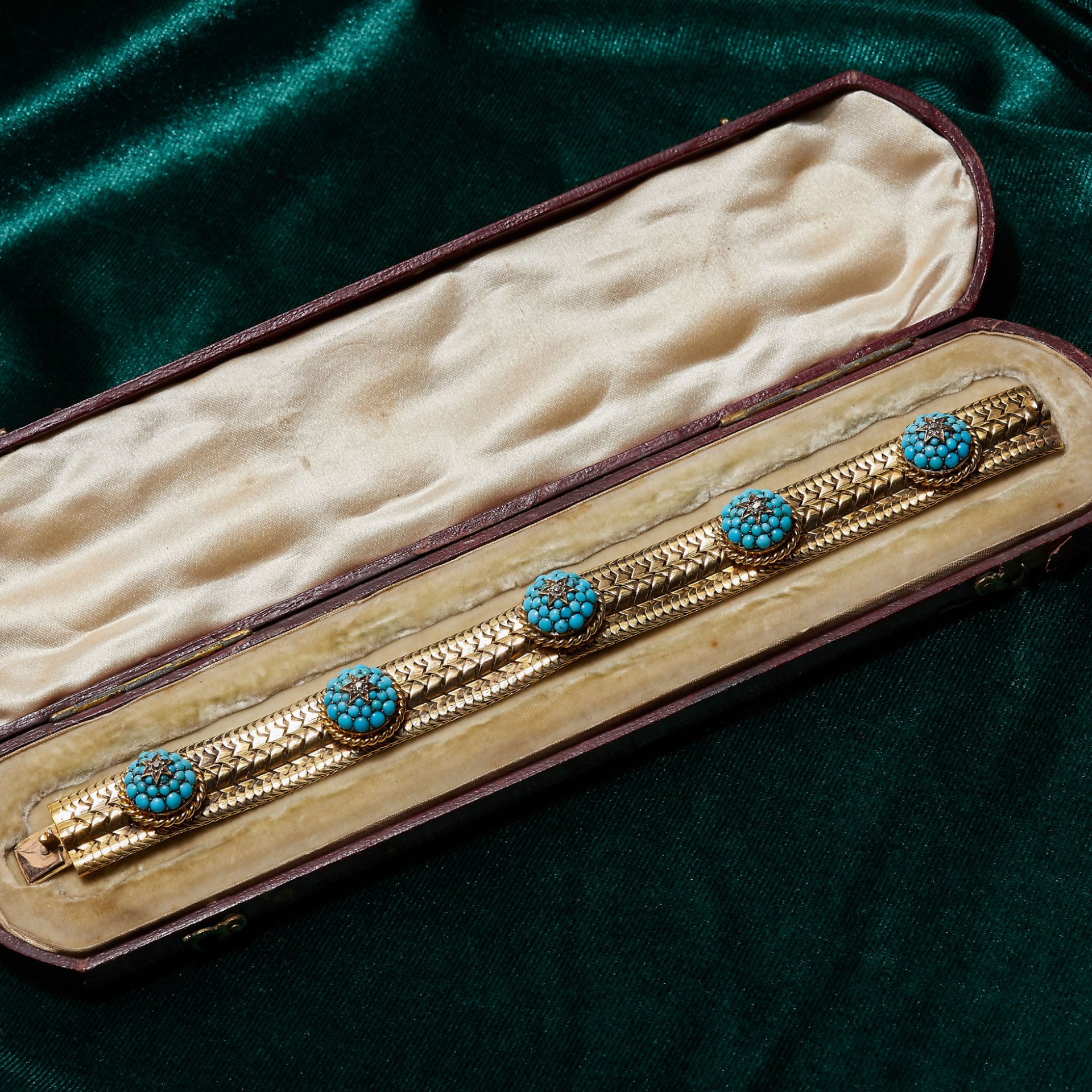 VICTORIAN TURQUOISE AND DIAMOND BRACELET - Image 2 of 2