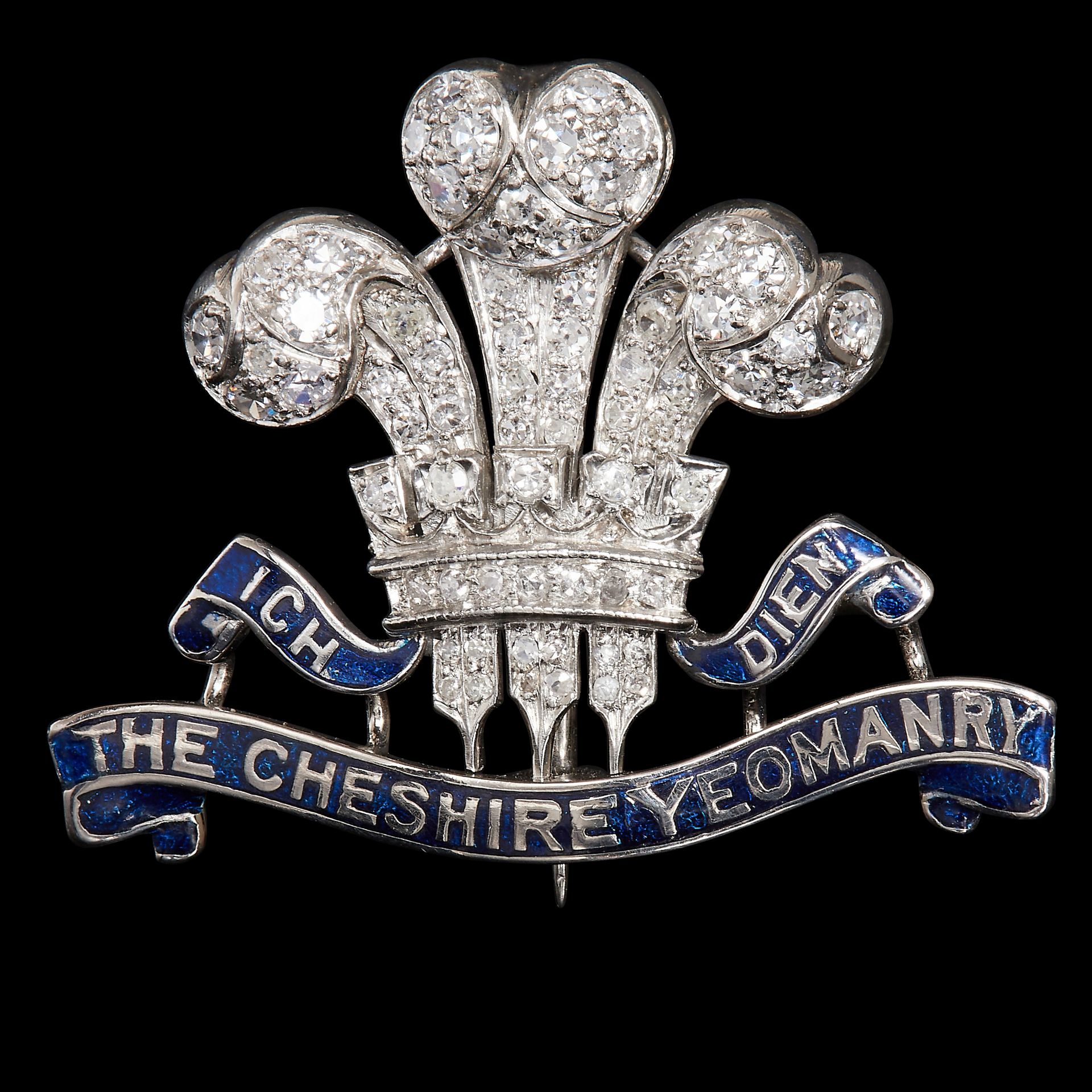 RARE DIAMOND AND ENAMEL REGIMENTAL BROOCH