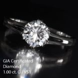 IMPRESSIVE GIA CERTIFICATED DIAMOND SOLITAIRE RING.