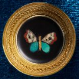 VICTORIAN PIETRA DURA BUTTERFLY BROOCH