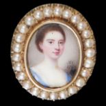 A FINE , ATTRIBUTED TO NATHANIEL HONE (1718-1785) PORTRAIT MINIATURE RING