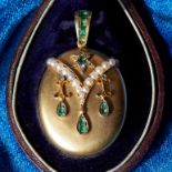 VICTORIAN EMERALD AND PEARL LOCKET PENDANT