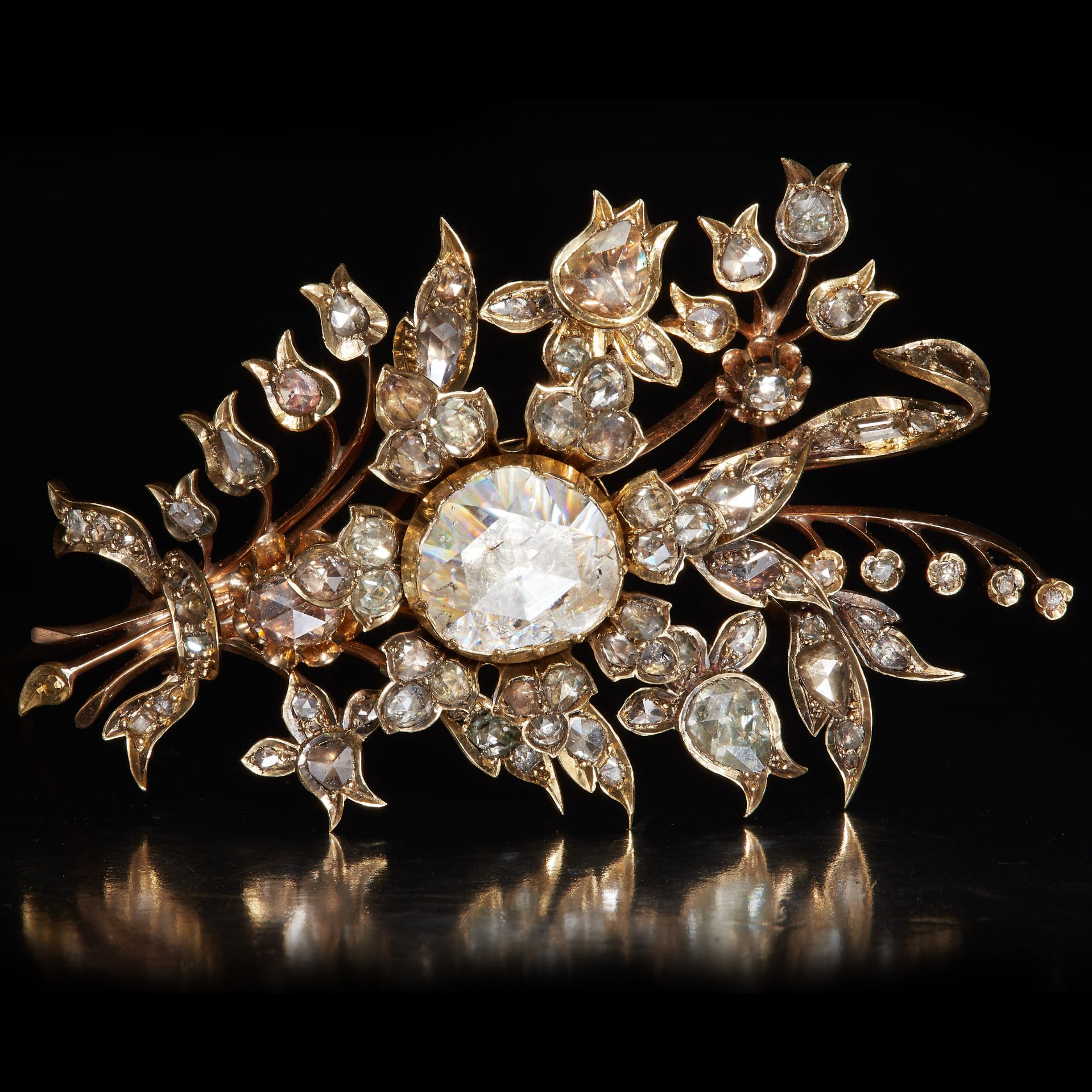 STUNNING AND IMPRESSIVE VICTORIAN LARGE DIAMOND EN TREMBLANT SPRAY BROOCH