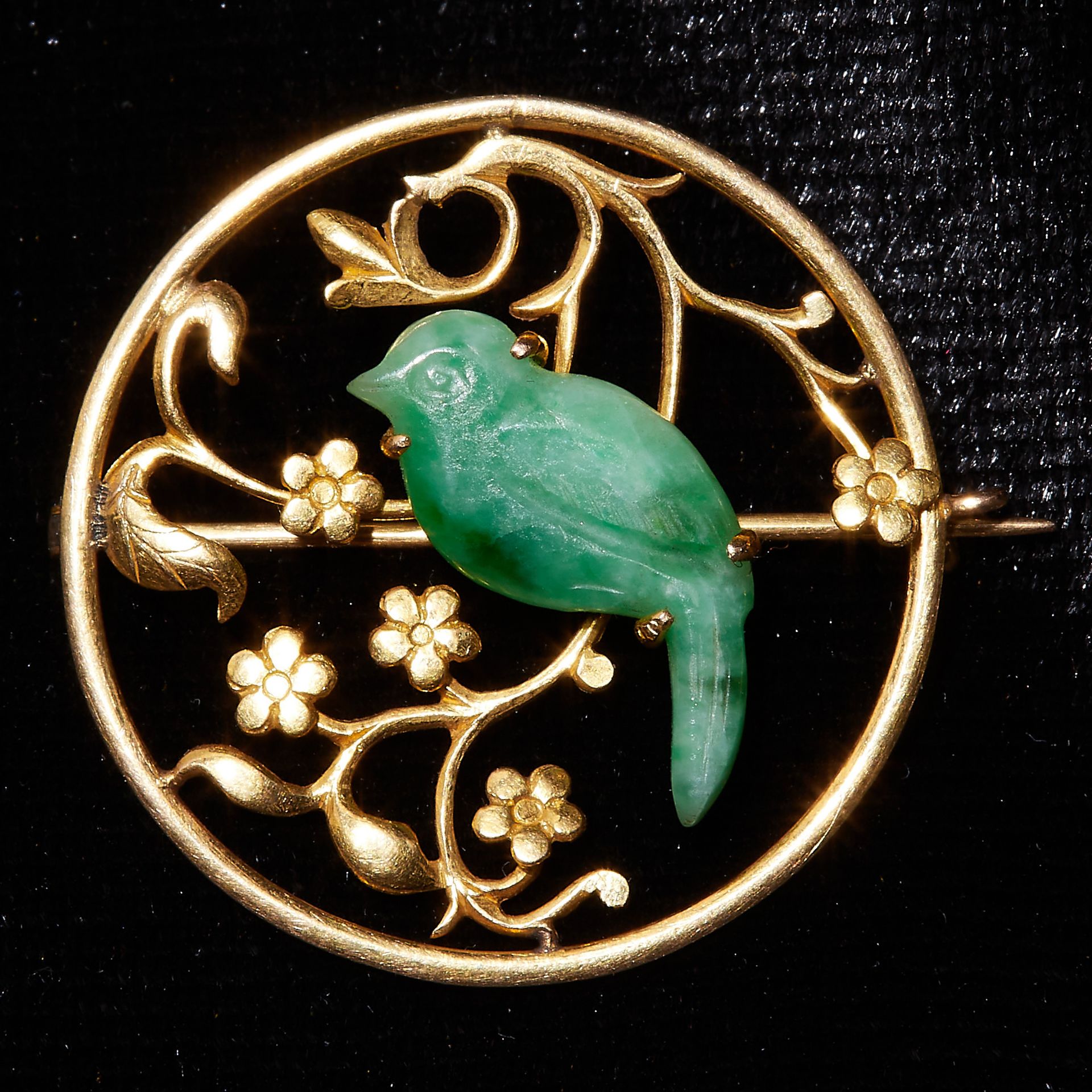 JADE BIRD BROOCH