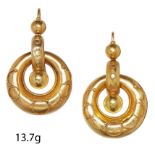 PAIR OF ETRUSCAN REVIVAL HOOP EARRINGS