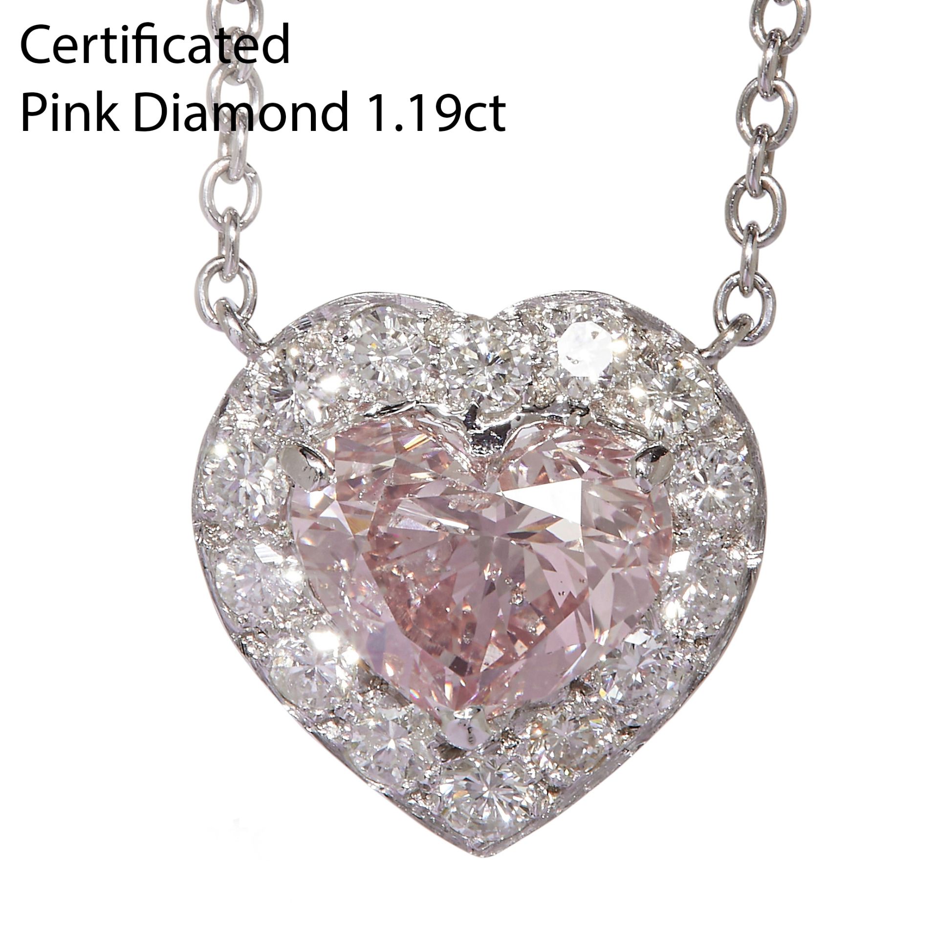 GIA CERTIFICATED PINK DIAMOND HEART PENDANT NECKLACE