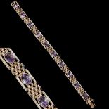 ANTIQUE GOLD AMETHYST GATE BRACELET