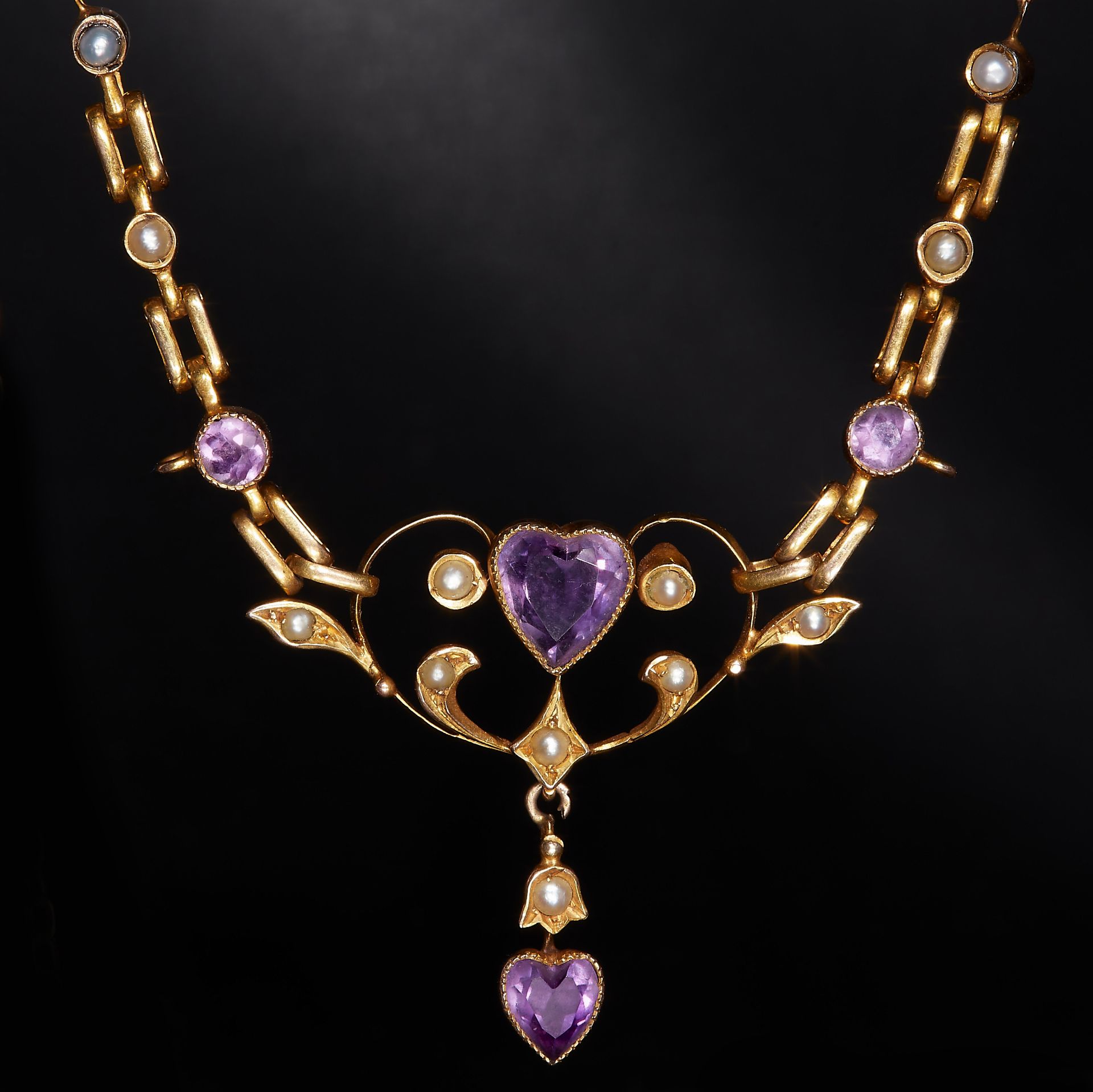 EDWARDIAN AMETHYST AND PEARL NECKLACE