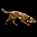 GOLD DIAMOND AND ENAMEL DOG BROOCH