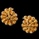 FINE PAIR OF GOLD LALAOUNIS EAR CLIPS.