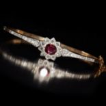 FINE RUBY AND DIAMOND HINGED BANGLE