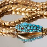 IMPRESSIVE VICTORIAN TURQUOISE AND GARNET SNAKE NECKLACE