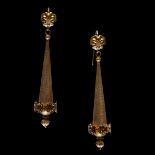 FINE PAIR OF GOLD ETRUSCAN DROP EARRINGS