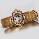 MAGNIFICENT VICTORIAN DIAMOND AND ENAMEL GOLD BRACELET