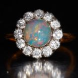 OPAL AND DIAMOND CLUSTER RING