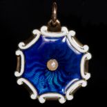 ANTIQUE GOLD PEARL AND ENAMEL PENDANT