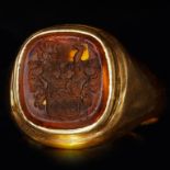 ANTIQUE CITRINE INTALGIO SEAL RING