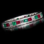 DIAMOND, RUBY AND EMERALD ETERNITY RING