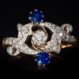 ANTIQUE SAPPHIRE AND DIAMOND RING