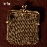 ANTIQUE GOLD MESH COIN PURSE WITH RUBY CABOCHONS TO THE CLASP