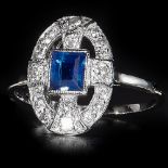 ART DECO SAPPHIRE AND DIAMOND RING