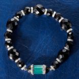 A FINE ART DECO JET AND DIAMOND BRACELET