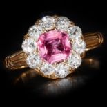 PINK SAPPHIRE AND DIAMOND CLUSTER RING