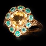 GEORGIAN TOPAZ AND EMERALD CLUSTER RING