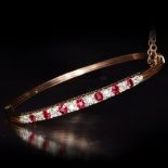 RUBY AND DIAMOND HINGED BANGLE