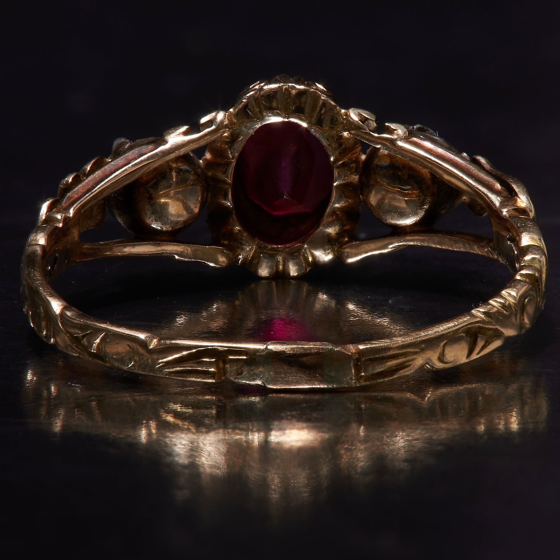 FINE GEORGIAN AND DIAMOND THREE STONE RING - Image 2 of 2