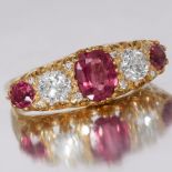 RUBY AND DIAMOND 5-STONE RING